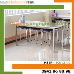 Bàn ăn công nghiệp 1m6 Inox, Composite